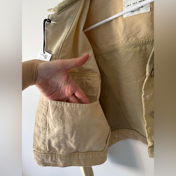 Jacket sand-colored patchwork denim by Pull & Bear, Size S, new with tag - Picture 9 of 16